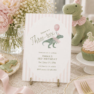 Invitación de cumpleaños número tres del dinosauri