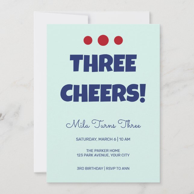 Invitación de cumpleaños número tres Fun Type Thre (Anverso)
