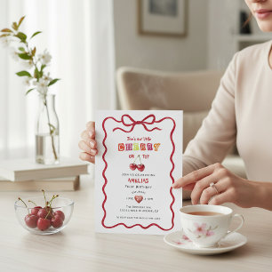 Invitación de Cumpleaños Número Uno Acuarela Cerez