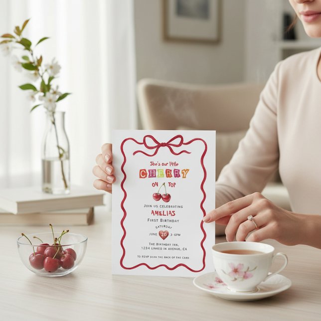 Invitación de Cumpleaños Número Uno Acuarela Cerez (Subido por el creador)