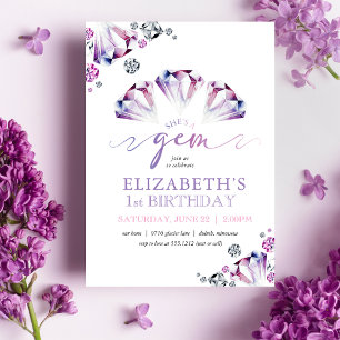 Invitación de cumpleaños número uno acuarela "Ella