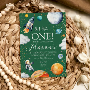 Invitación de cumpleaños número uno al espacio ext