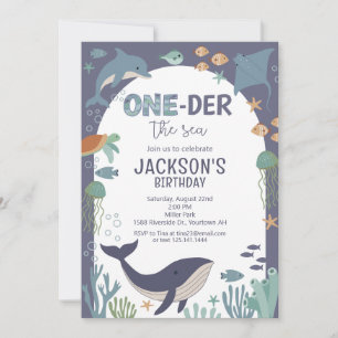 Invitación de cumpleaños número uno bajo el mar