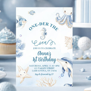 invitación de cumpleaños número uno bajo el mar