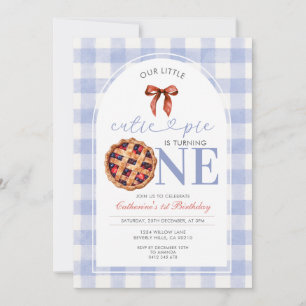 Invitación de cumpleaños número uno Berry Gingham