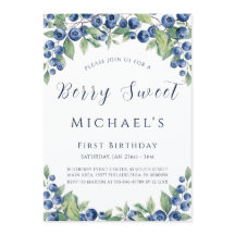 Invitación de cumpleaños número uno Berry Sweet Bl