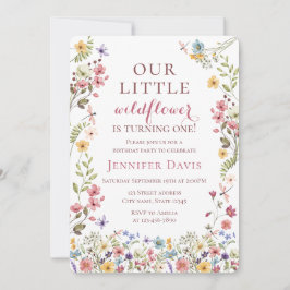 Invitación de cumpleaños número uno Boho Wildflowe