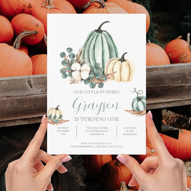Invitación de cumpleaños número uno con acuarela d (Subido por el creador)