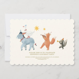 Invitación de Cumpleaños Número Uno con Animales d