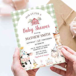 Invitación de cumpleaños número uno con animales d