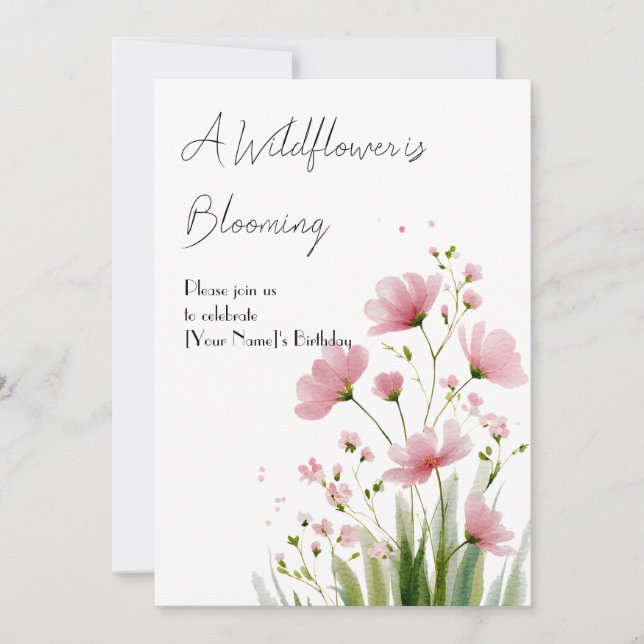 Invitación de cumpleaños número uno con aquarela r (Anverso)