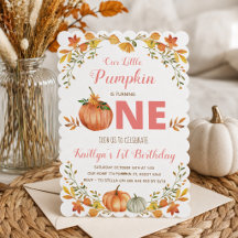 Invitación de cumpleaños número uno con calabaza f