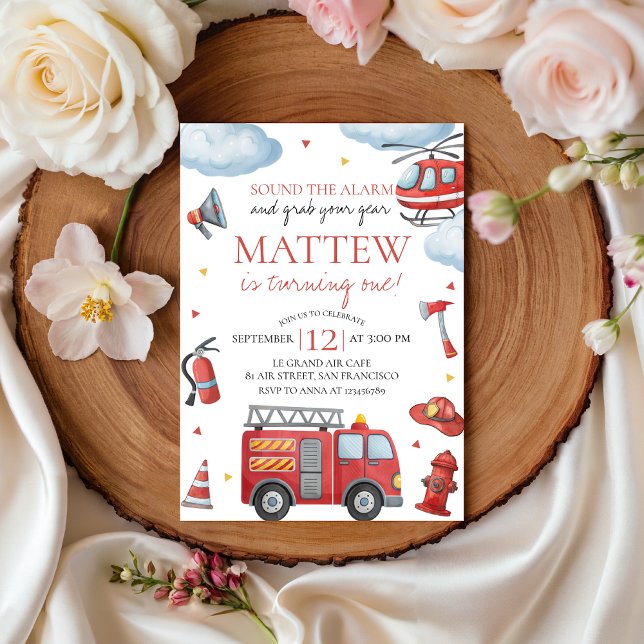 Invitación de cumpleaños número uno con camión de  (Subido por el creador)