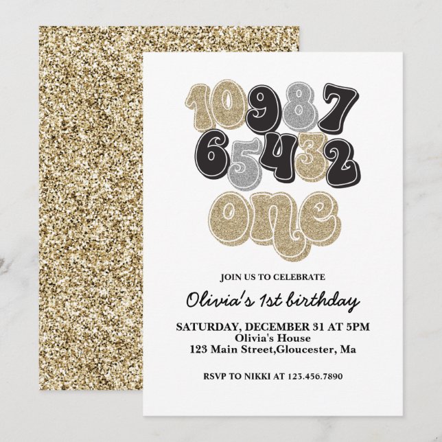 Invitación de cumpleaños número uno con cuenta reg (Anverso / Reverso)