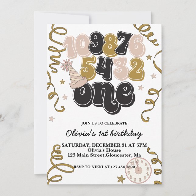 Invitación de cumpleaños número uno con cuenta reg (Anverso)