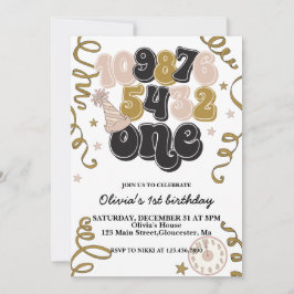 Invitación de cumpleaños número uno con cuenta reg