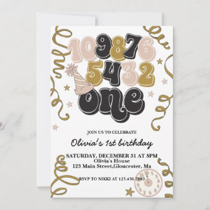 Invitación de cumpleaños número uno con cuenta reg