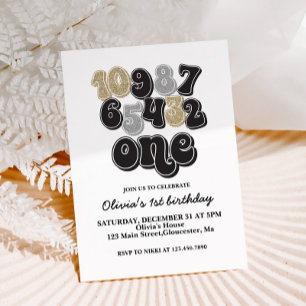 Invitación de cumpleaños número uno con cuenta reg