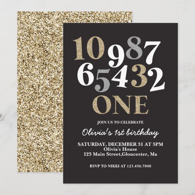 Invitación de cumpleaños número uno con cuenta reg (Anverso / Reverso)