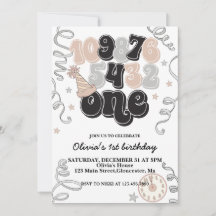 Invitación de cumpleaños número uno con cuenta reg