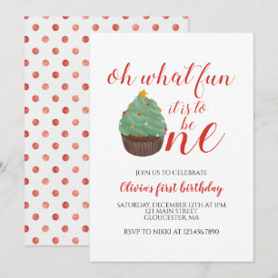 Invitación de cumpleaños número uno con Cupcake de