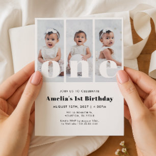 Invitación de cumpleaños número uno con foto