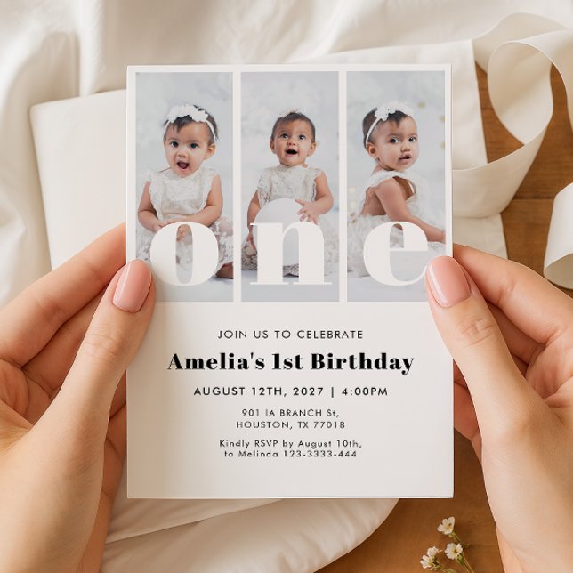 Invitación de cumpleaños número uno con foto (Subido por el creador)