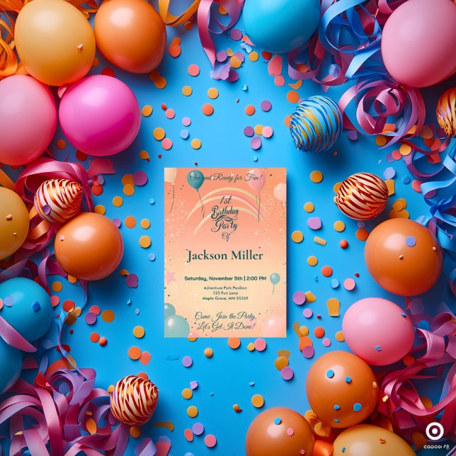 Invitación de cumpleaños número uno con globo de a (Subido por el creador)