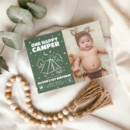 Invitación de cumpleaños número uno con la foto de
