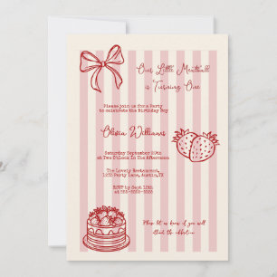 Invitación de cumpleaños número uno con lazo de fr