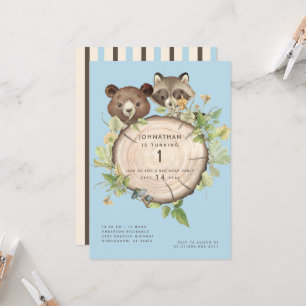 Invitación de cumpleaños número uno con lindo anim