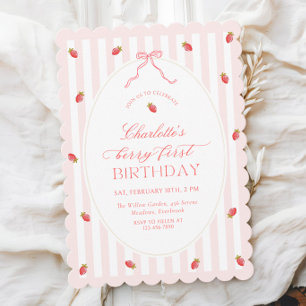 Invitación de Cumpleaños Número Uno con Rayas de P