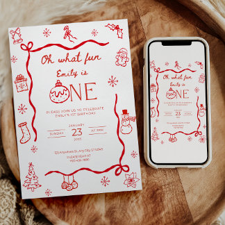 Invitación de cumpleaños número uno con tema Coque