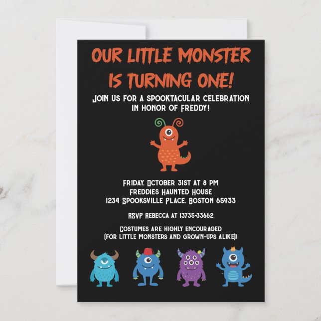 invitación de cumpleaños número uno con tema de Ha (Anverso)