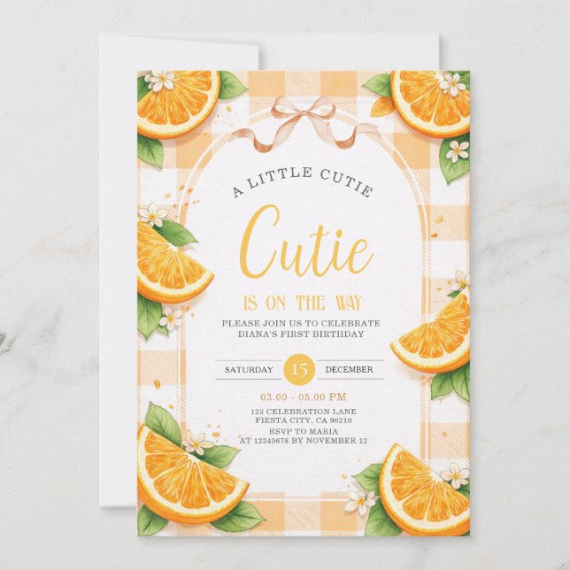 Invitación de cumpleaños número uno con tema de na (Anverso)