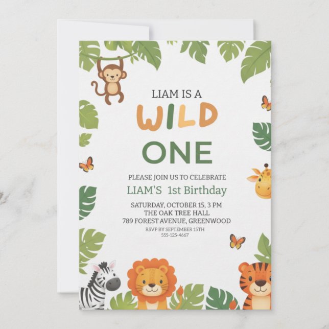 Invitación de cumpleaños número uno con tema de se (Anverso)