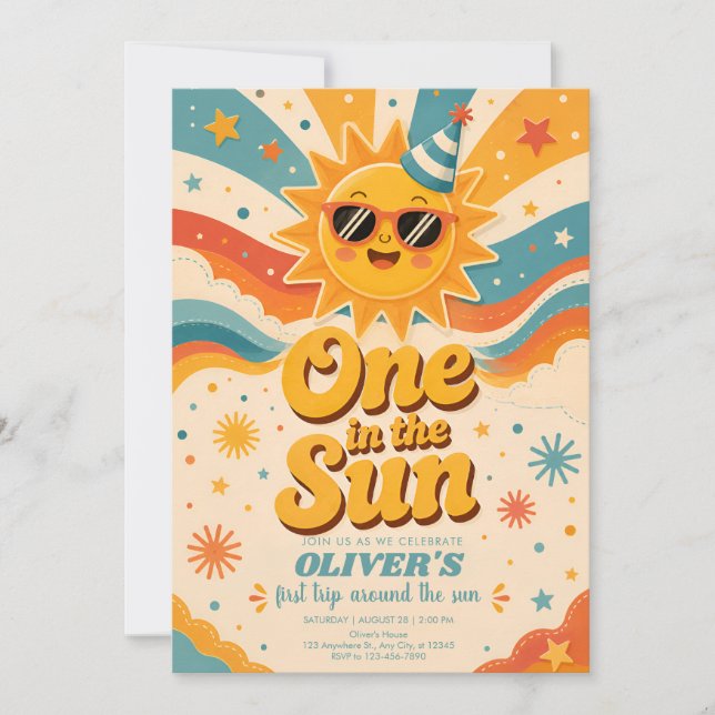 Invitación de cumpleaños número uno con tema de so (Anverso)