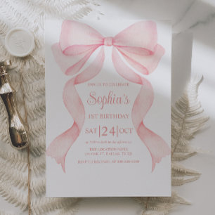 Invitación de cumpleaños número uno Coquette con l