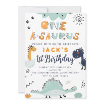 Invitación de cumpleaños número uno de A - Saurus