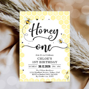 Invitación de cumpleaños número uno de abeja de mi