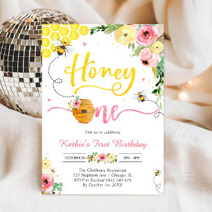 Invitación de cumpleaños número uno de abeja de mi