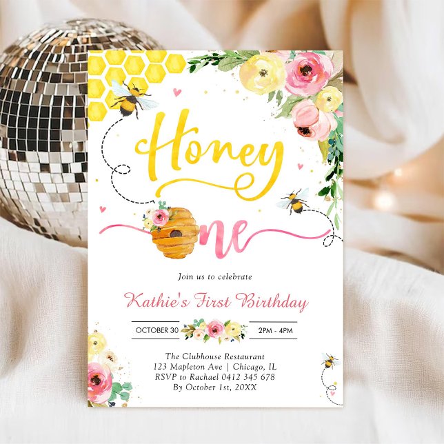 Invitación de cumpleaños número uno de abeja de mi (Subido por el creador)