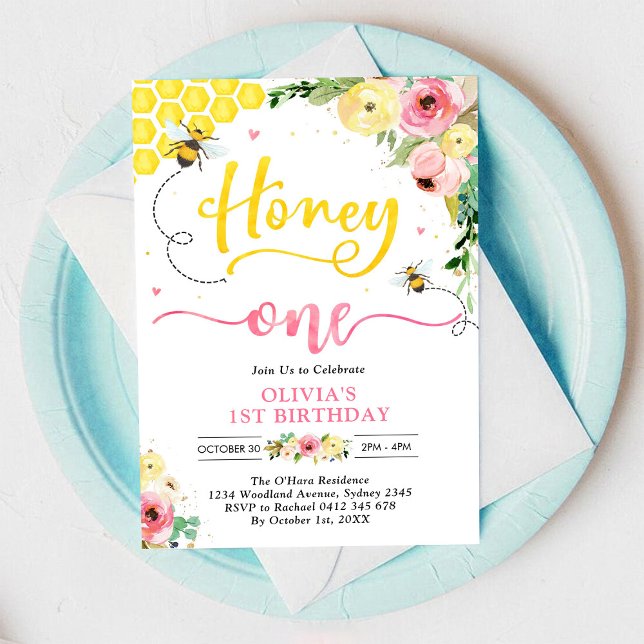 Invitación de cumpleaños número uno de abeja de mi (Subido por el creador)