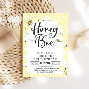Invitación de cumpleaños número uno de abeja de mi