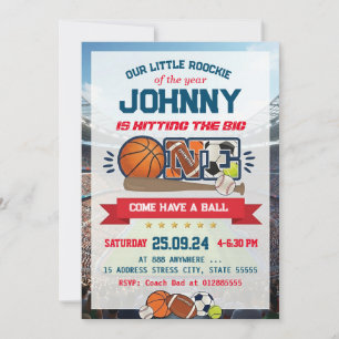 Invitación de cumpleaños número uno de All Star Sp