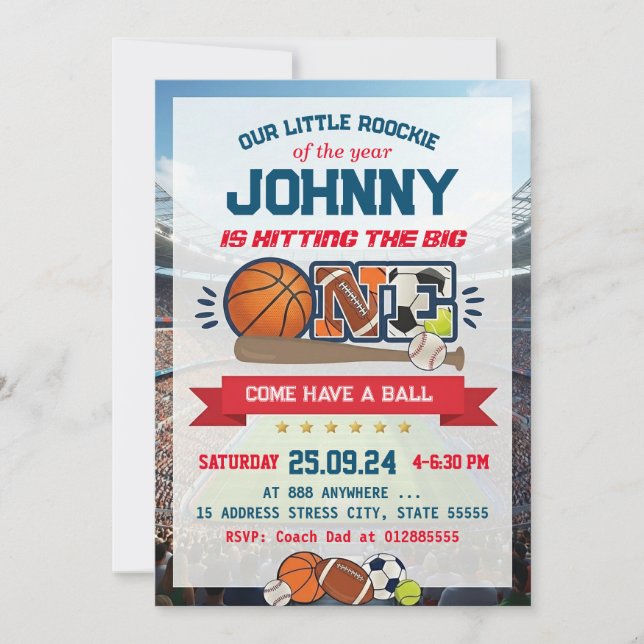 Invitación de cumpleaños número uno de All Star Sp (Anverso)
