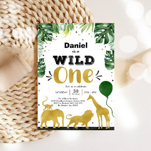 Invitación de cumpleaños número uno de animales de