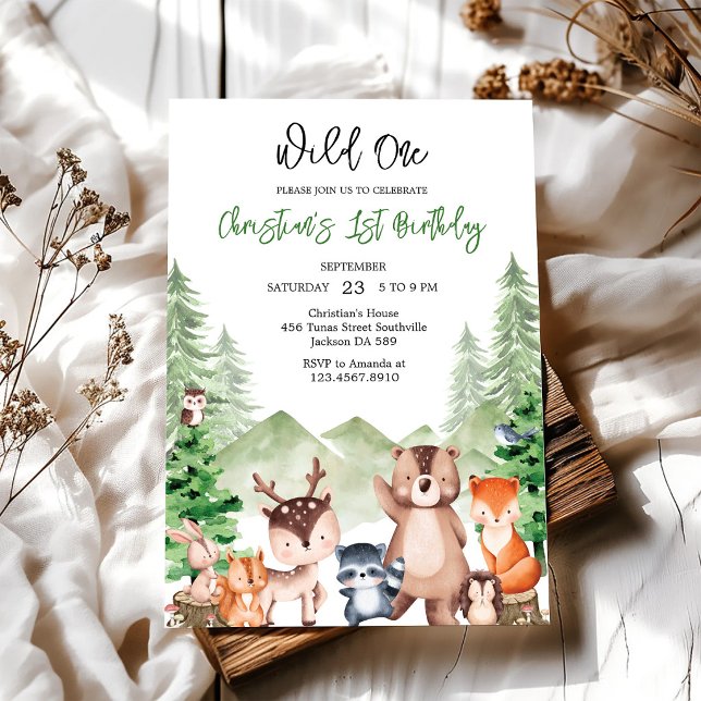 Invitación de cumpleaños número uno de animales de (Subido por el creador)