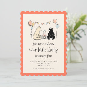 Invitación de cumpleaños número uno de animales de