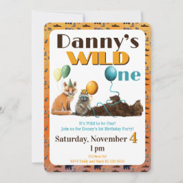Invitación de Cumpleaños Número Uno de Animales Wi